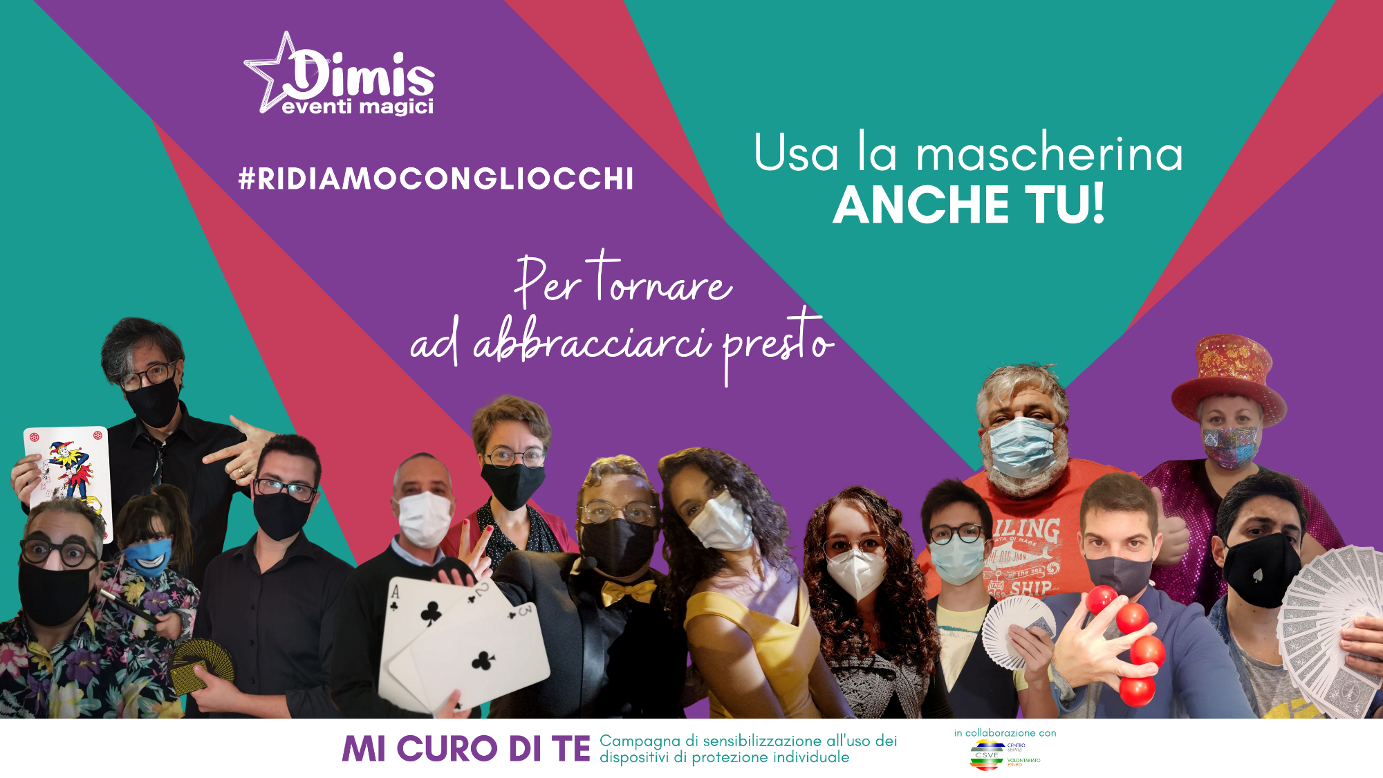 #ridiamocongliocchi. Noi usiamo la mascherina, e tu?